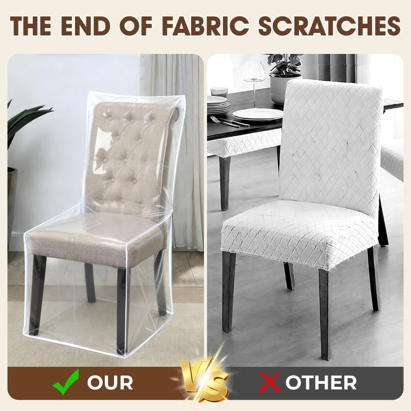 Zipcase 4 Packs Clear All Cover in Plastic Dinning Chair Covers - Heavy-Duty PVC Chair Protectors, 22" D x 19" W x 19.5" H x 40" H, Keep Your Dinning Chair Away from Water Dust Paws and Claws - Image 3